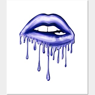 Metallic Dripping Indaco Lips Posters and Art